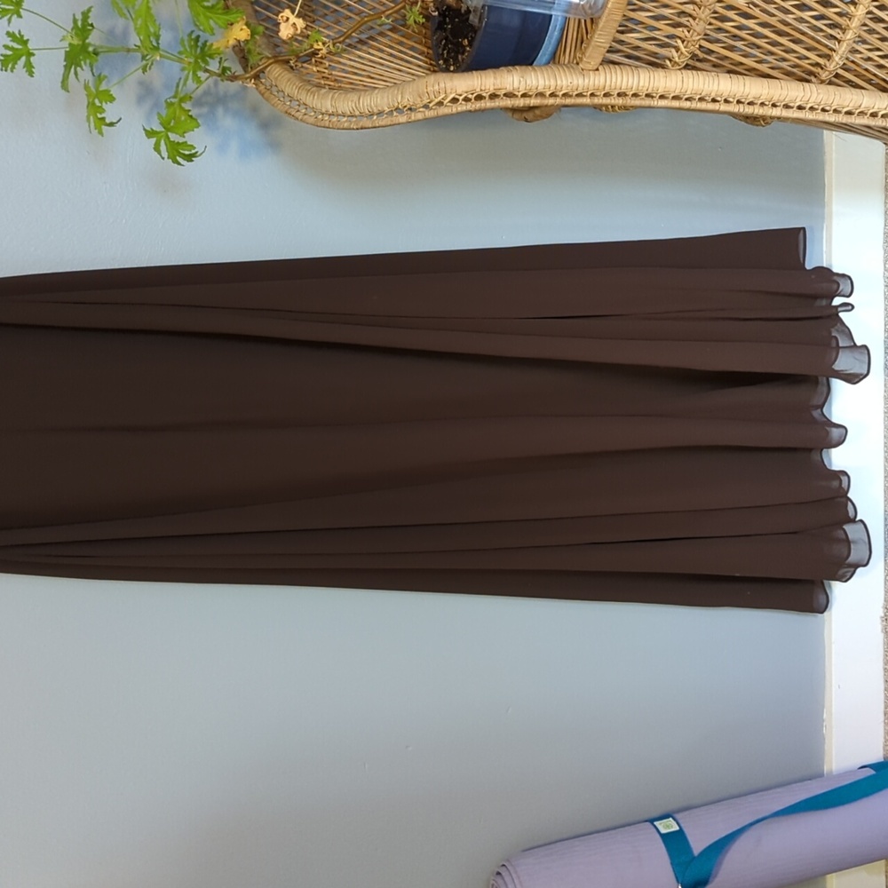 Bill Levkoff Brand Bride's Maid Dress Chocolate Color Gold Metallic Detail 14 - Picture 7 of 16